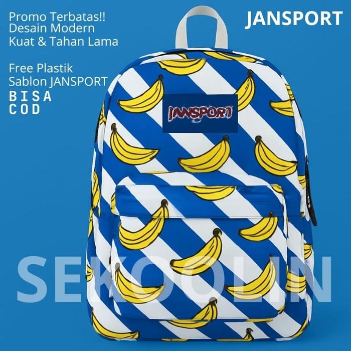 Tas Ransel Jansport Motif Pisang Full Tag/Full Barcode/Hologram Tas Sekolah Pria Wanita