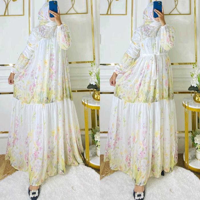 alzifa gamis set hijab raya motif meijiwang
