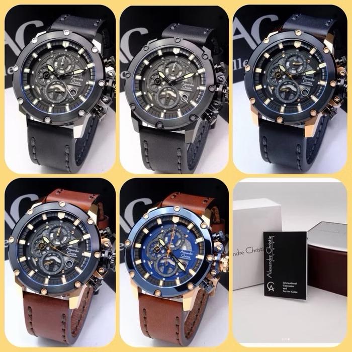 Jam tangan alexandre christie 6564mc kulit original / ac 6564 pria kulit / ac 6564 kulit