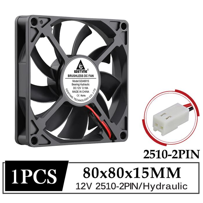GDSTIME 80MM 12V 2Pin Cooler 80x80x15MM CPU Cooling Fan 8015 Brushless PC Computer Case Cooler Fan