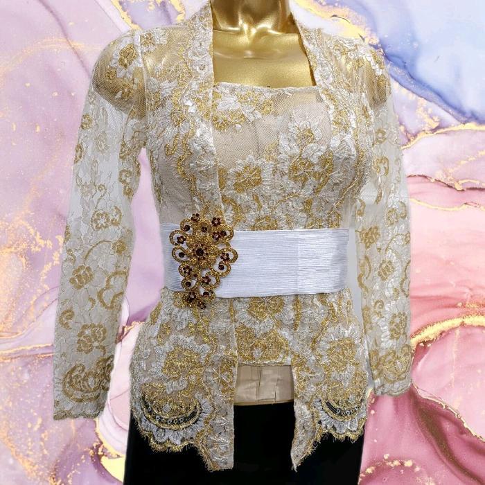 Kebaya Saja , Kebaya Premium Metalik Full Payet Depan Lengan Pendek Sangat Cocok Untuk Pesta , Acara