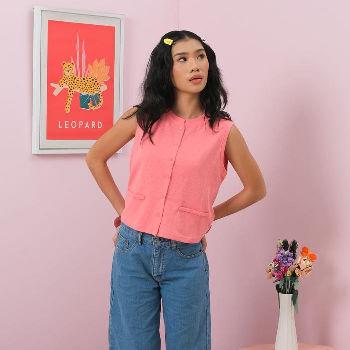 House of KYNY -  Plain Sleeveless Shirt Pink