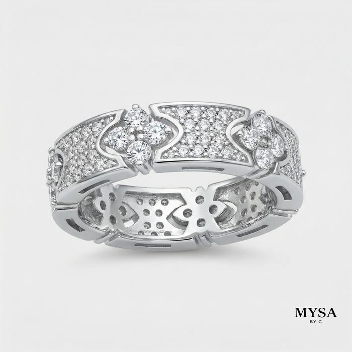MYSA Floral Pave Band Ring Cincin Perak Wanita Sterling Silver 925