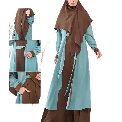 GAMIS DEWASA NIBRAS HAITWO GM 98 SET HIJAB WARNA BLUE#