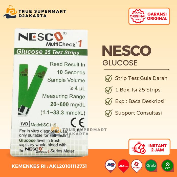Nesco Glucose Multicheck Nesco Gula Darah Strip Test Gula Darah Refill Isi 25 Strips