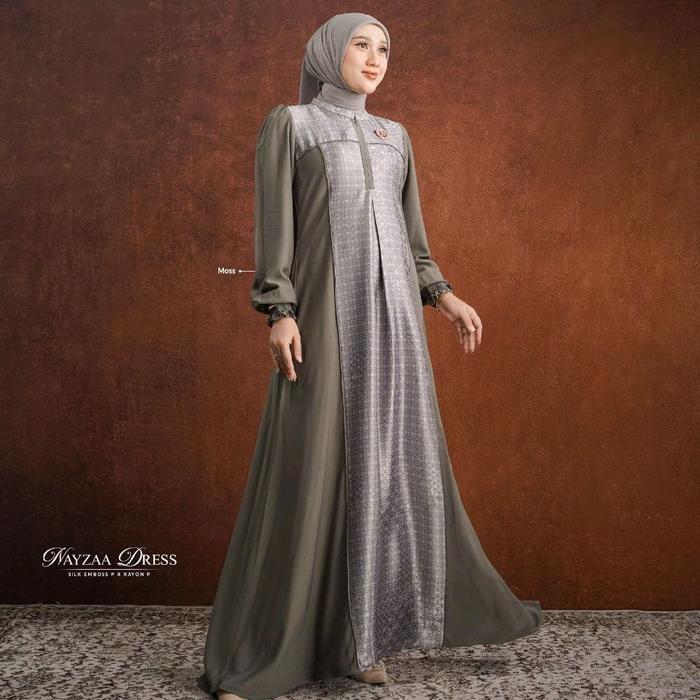 Nayzaa Dress ORI by Nadheera Luxury - Gamis Wanita Silk Emboss Premium X Rayon Premium Wudhu Friendl
