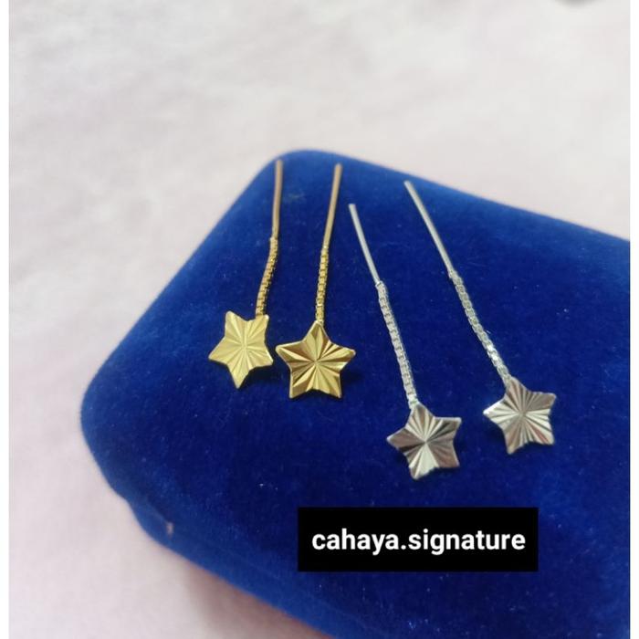 Anting Jarum Dewasa Perak 925 Asli Emas 24K
