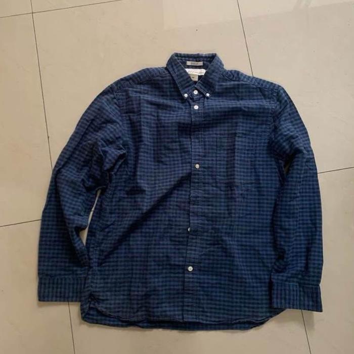 Kemeja Flannel Pria Shirt LOGG by H&M Blue Black size L