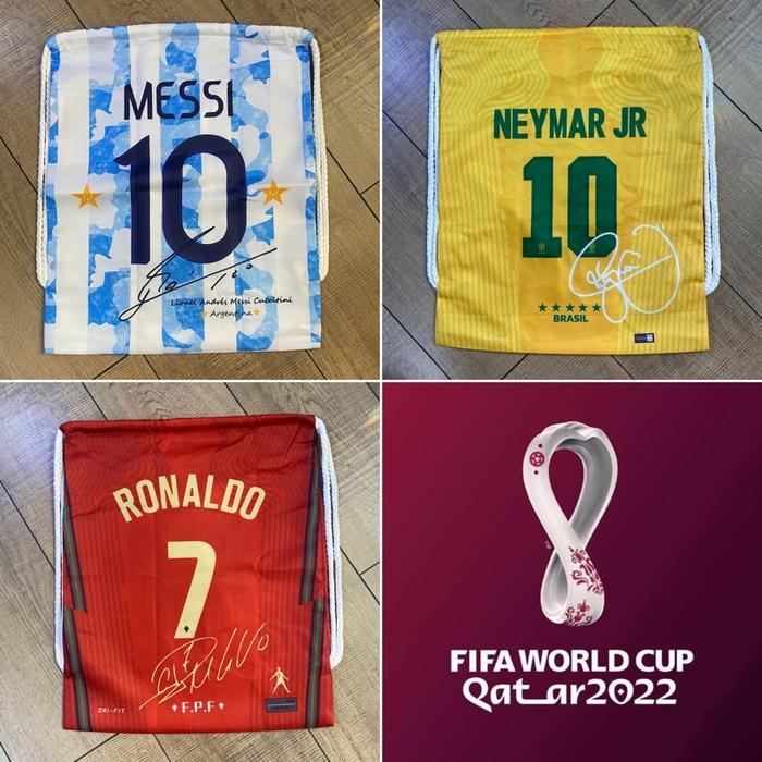 Ready Stok Tas Serut Bola Motif Pemain Sepakbola Messi Ronaldo Neymar Brazil Argentina Spanyol Portu