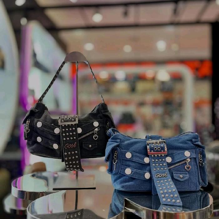 [Bisa COD] Tas GOSH Original New art 661 Black Blue Denim