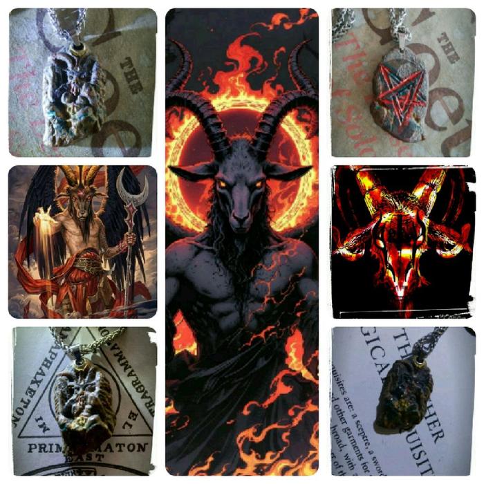 Kalung Baphomet Liontin Batu Sabbatic Goat Eliphas Levi Zaed Salem Lucifer Talisman Pentakel Choker 
