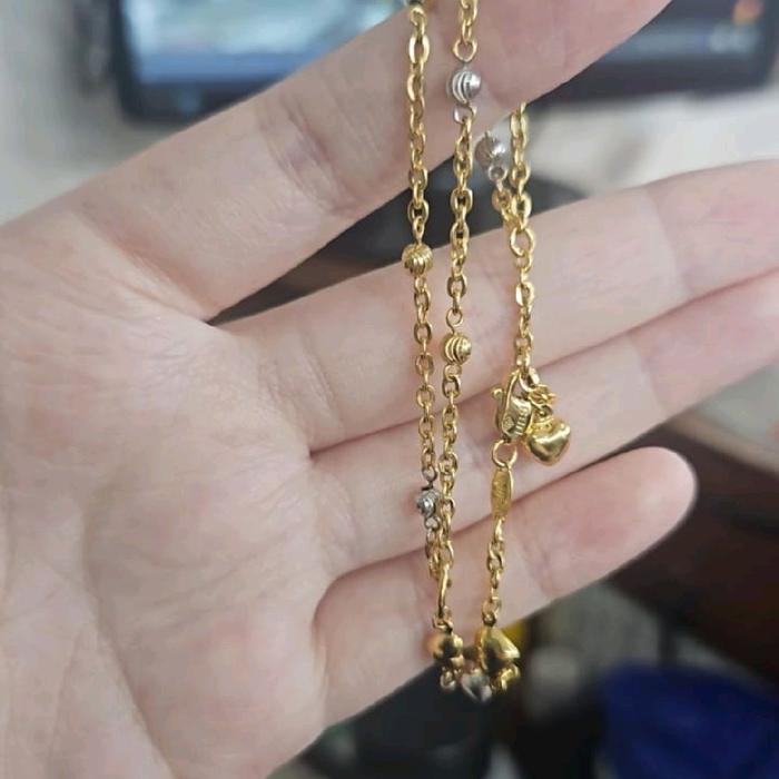 Gelang Jedar Gold Pentol Emas Asli 375 Ringan Double Layer 2 Lapis Ubs
