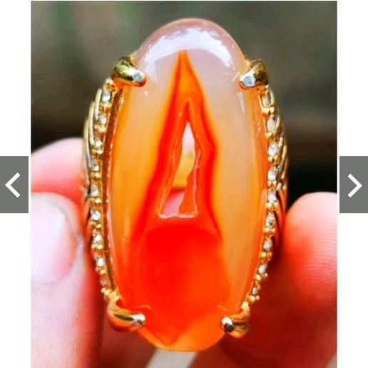 Cincin Batu Akik Combong Sutra Model Pandan 28x15mm Titanium Mewah High Quality baru
