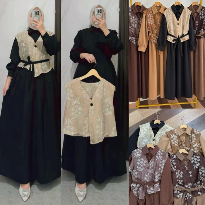 Yuna gamis  rompi kotak Maxi