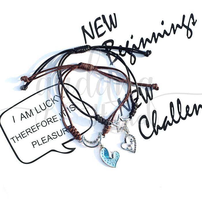 Gelang BFF Blue Heart Gelang Couple Gelang Set Isi 2 Lucu 205336
