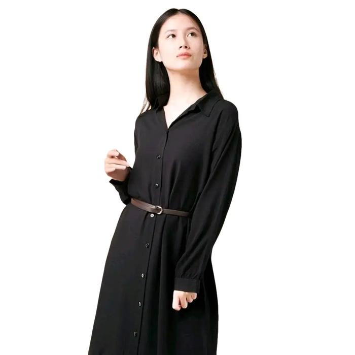 daster frili bumil busui  fulkancing depan bahan rayon tuil leher kemeja lengan panjang Wanita Hamil