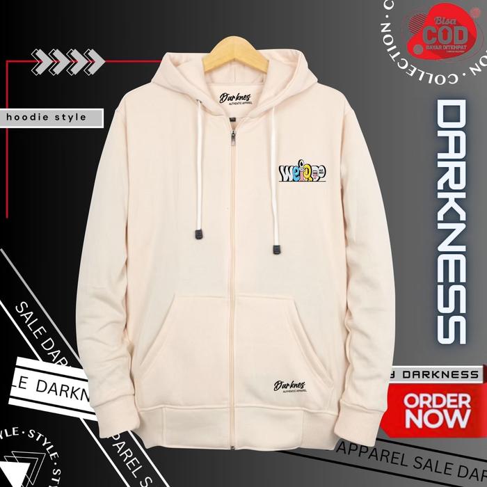 sweater hoodie zipper cowok dan cewek model korean style sablon simple WEIRD plastisol hd jacket pul