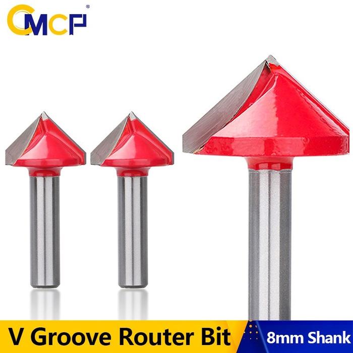 CMCP 8mm Shank Wood Router Bit 90 Degrees V Groove Router Bit 3D