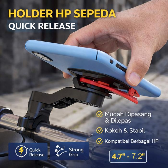 MalakuMall | Holder HP Motor Quick Release | Motorcycle Phone Holder | Dudukan Stang Anti Goyang