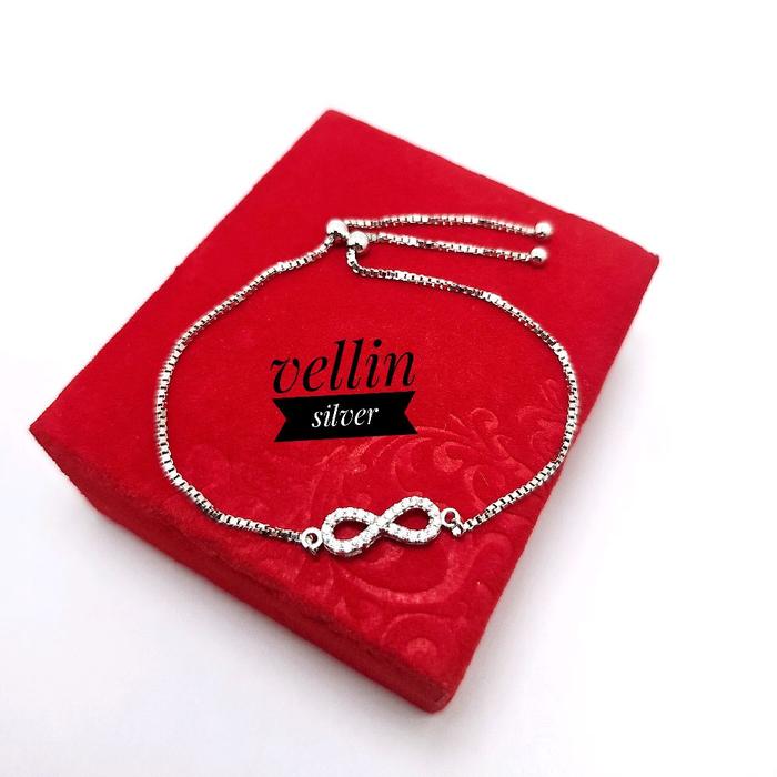 Gelang Tangan Infinite Rantai italy Serut Silver 925 - Gelang Wanita Rantai Serut Perak Asli 925
