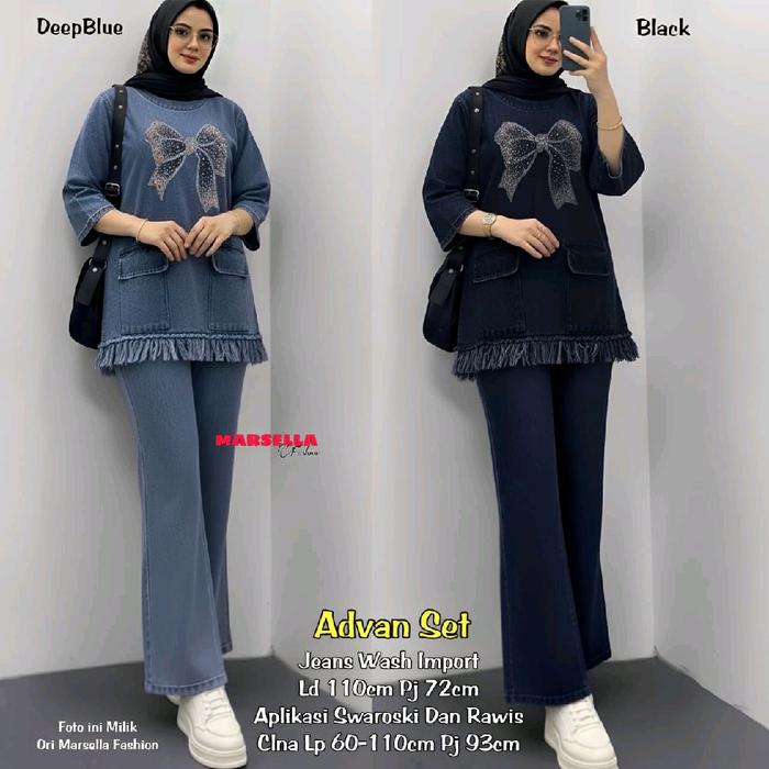 ADVAN SET MARSELLA• ISMI SET • setelan jeans • set tunik + celana jeans • set jeans wanita