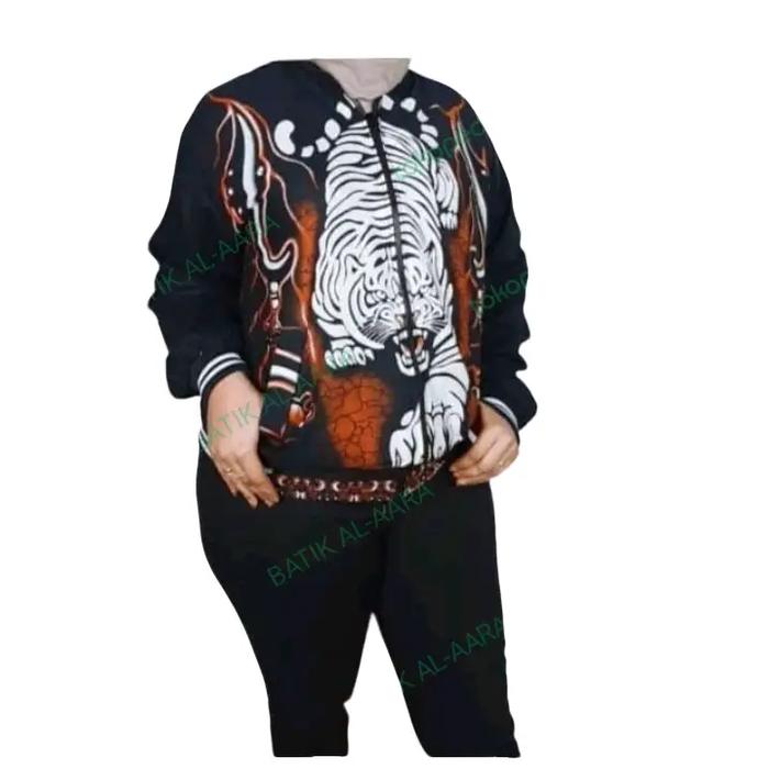 jaket batik bomber PREMIUM new macan Pria Motif Wanita Hitam Casual Katun Cowok