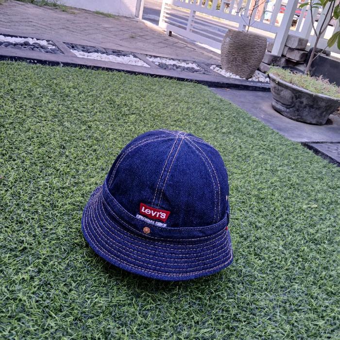 topi denim bucket classic thrift prelove Wanita Vintage Pria