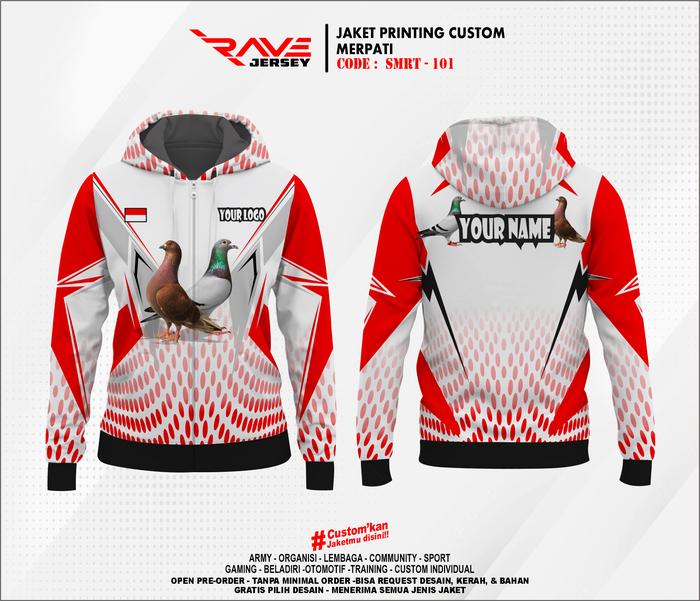 Jaket Merpati Full Printing Custom untuk Pria dan Wanita