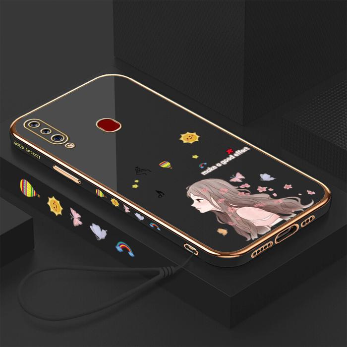 Hontinga Casing Ponsel Samsung Galaxy A20S, Case Telepon Persegi TPU