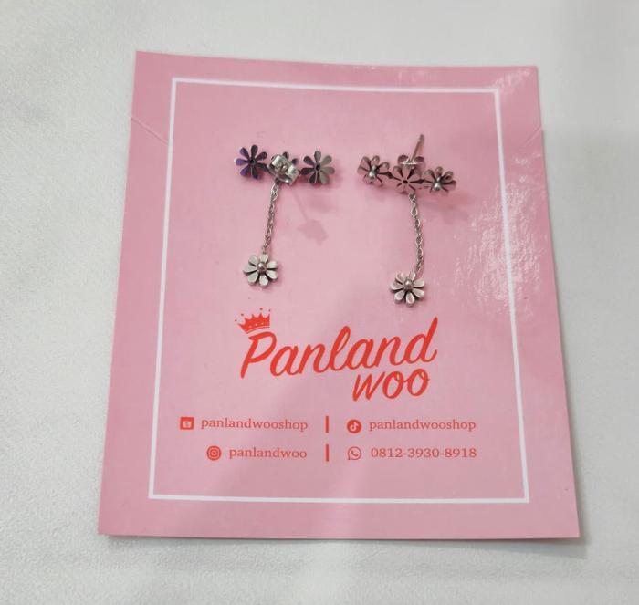 Anting panjang titanium, silver, Liza Panlandwoo