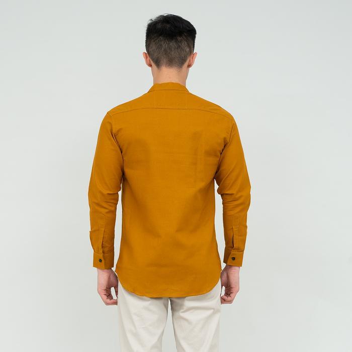 Houseofcuff kemeja Koko Lengan Panjang Pria Mustard