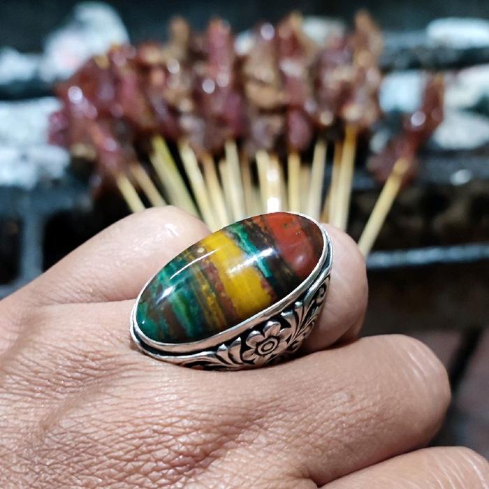 Nogosui klawing Multi color Top Item Ring perak