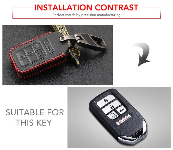 Kulit Asli 5 Tombol Mobil Keyless Fob Kunci Smart Case Penutup untuk
