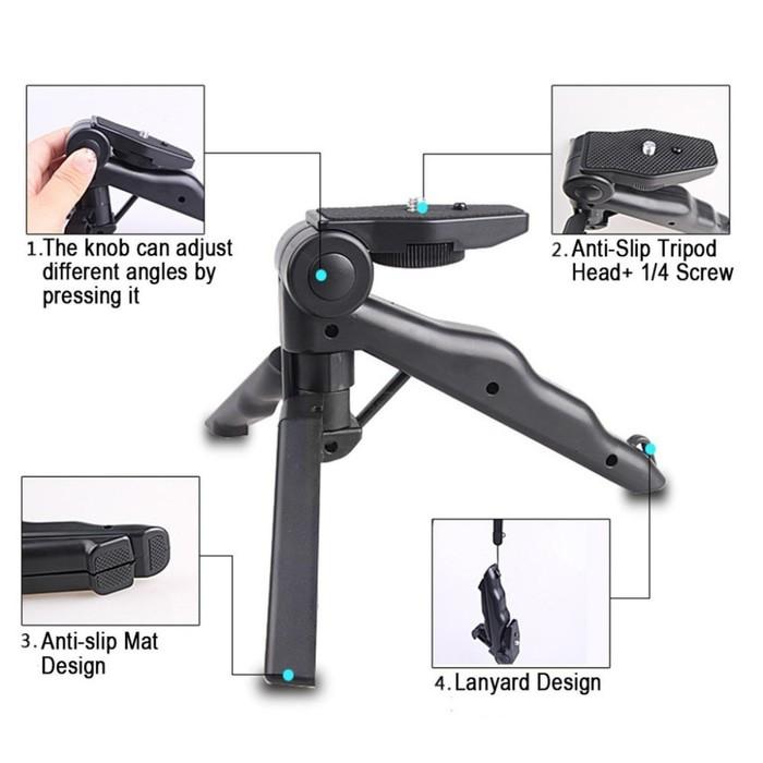 Foldable 2 in 1 Tripod Mini untuk DSLR Gopro Handycam Camera