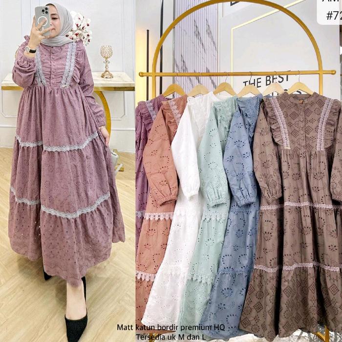 Redy gamis katbol Redy gamis nabila Redy gamis import Midi Dress Nabila.. matt katun bordir premium