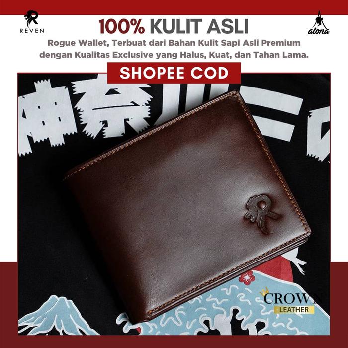 Dompet Kulit Pria Original Dompet Lipat Cowok Kulit Sapi Asli Branded Keren Premium Ori Rogue Wallet