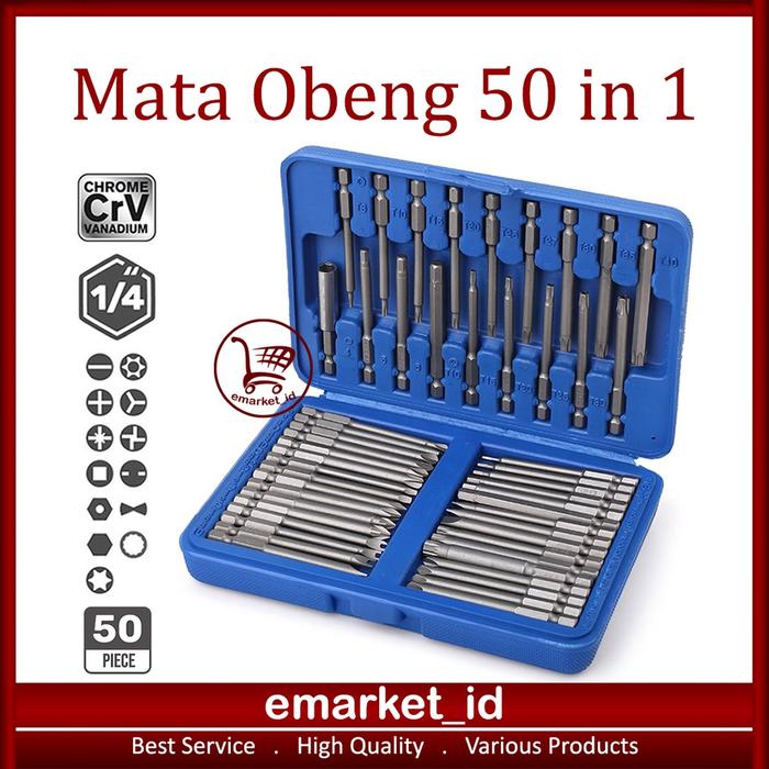 Mata Bor Obeng 50 in 1 / Set Screwdriver Bits Drill Panjang Variasi Kombinasi / PH Hex Plus