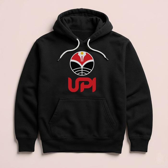 Hoodie UPI Universitas Pendidikan Indonesia Premium Fleece Cloth Sweater Jacket Hood Black Hitam