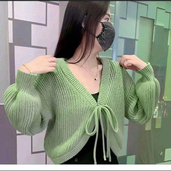 Joly Bolero Rajut Wanita Tali Depan Premium Korean Style Knitwear - Model Terbaru knit rajut kancing