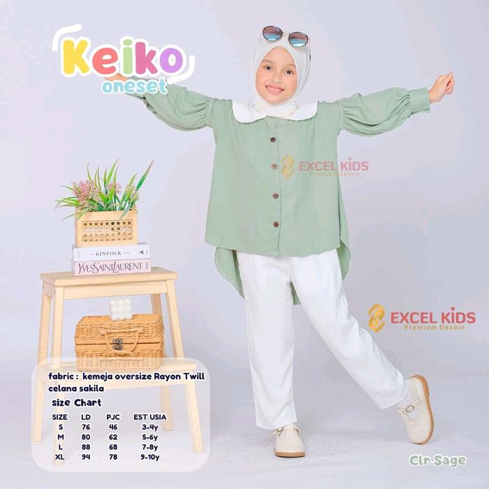 keiko one set kids,setelan anak perempuan Muslim Nyaman
