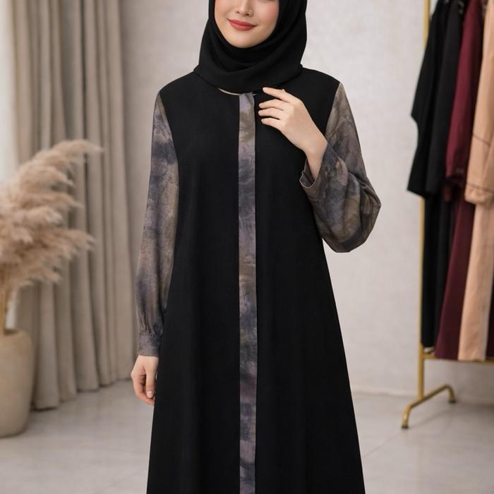 Gamis Abaya Jetblack Luxury List Random Model Abstrak (DBL-002)  Seleting Busui Friendly by Dharby /