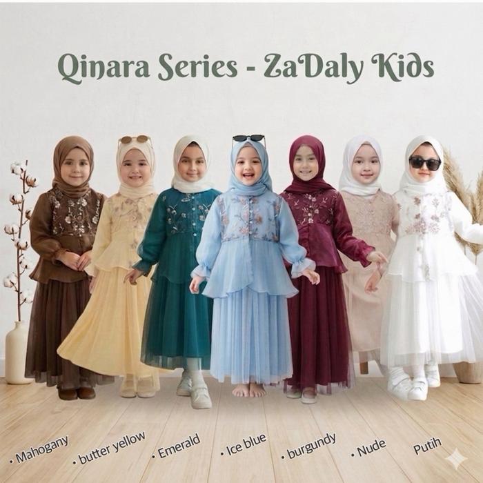 QINARA series,set gamis anak + outer,gaun anak lebaran murah,fashion anak muslimah,gamis anak peremp