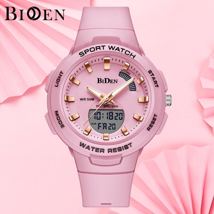 BIDEN Jam Tangan Wanita Santai Olahraga Korea Style Digital Tahan Air DIJAMIN ORIGINAL BISA COD hadi