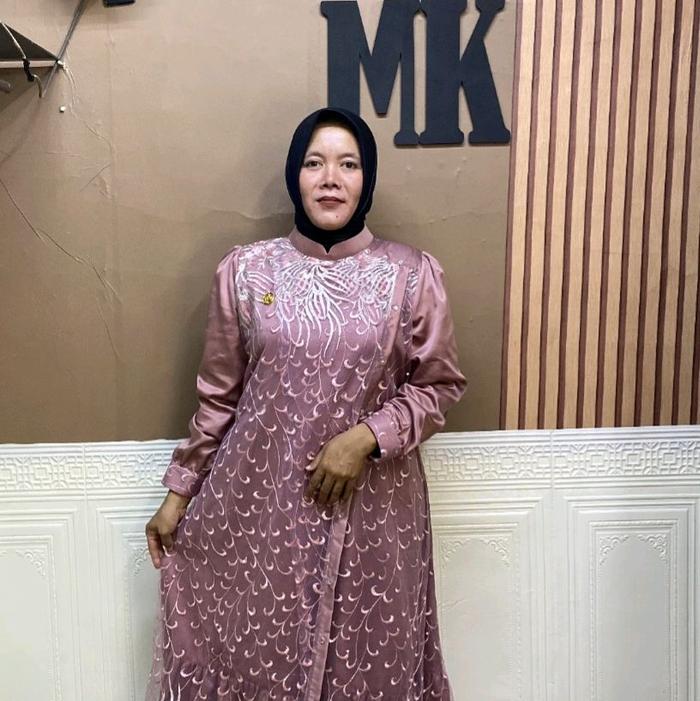 gamis depan slempang brokat dan Satin Dress