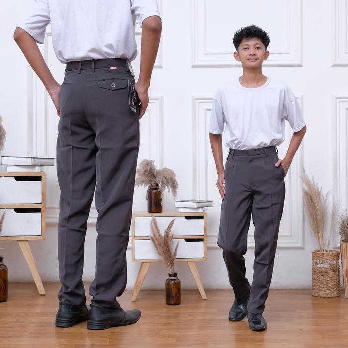 Celana Standard Formal Pria Nyaman Celana Kantor Pria Bahan Twist Teflon 33-39 Panjang Cream Hitam N