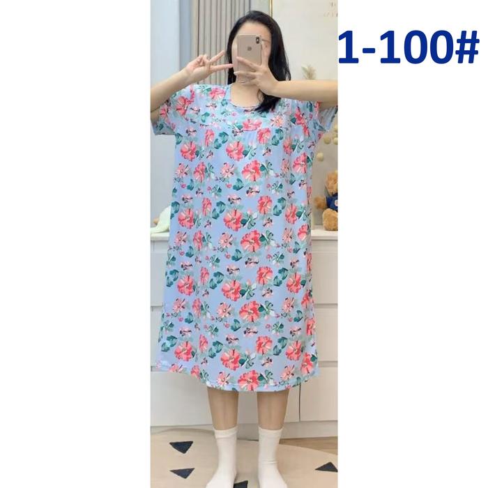 Daster Spandex Super Jumbo Murah Adem Motif Bunga Dress Tidur Wanita Bumil Import Oversize Dewasa ju