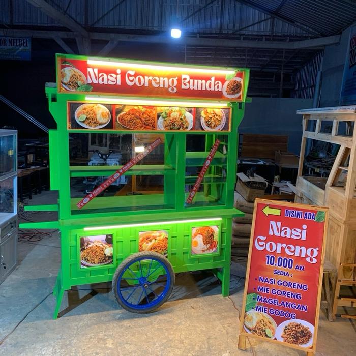 Gerobak nasi goreng,gerobak bakmi jawa kekinian free standing banner