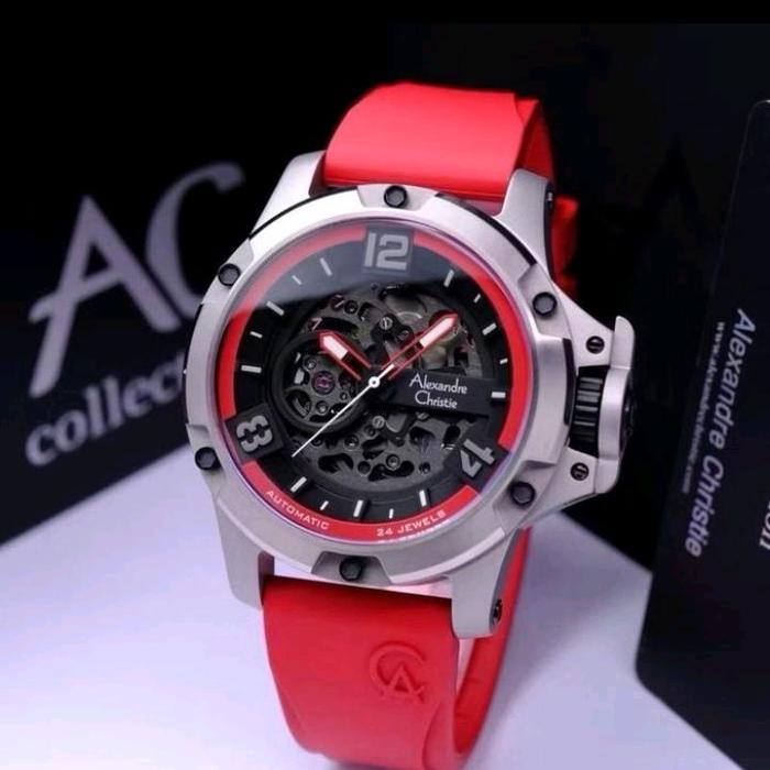 JAM TANGAN PRIA ALEXANDRE CHRISTIE ORIGINAL AUTOMATIS AC 6295 LIMITED EDITION RED