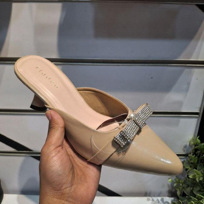 Fladeo New Arrival Sepatu Wanita Fladeo Heels 7CM dengan Detail Rhinestone Elegan