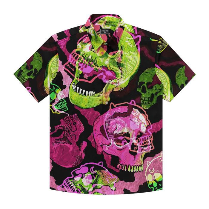 HEM KEMEJA PRINTING ATASAN PRIA - SKULL VIBRATION TS 205